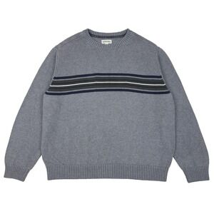 St. John's Bay Y2K Mens XXL Gray Striped Crewneck Cotton Sweater